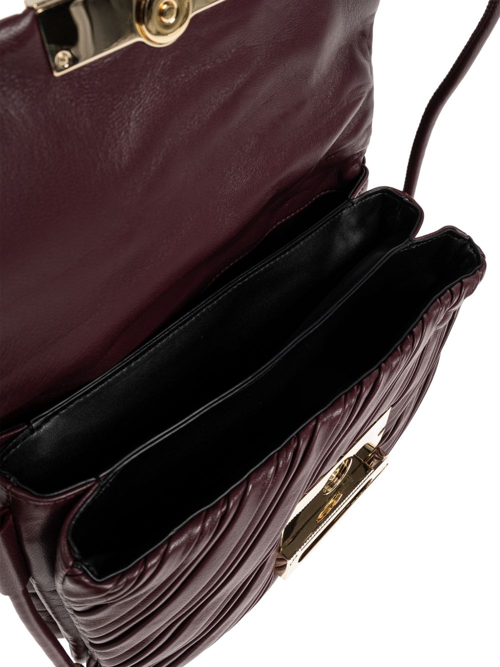 VICTORIA BECKHAM Borsa elegante bordeaux con texture a coste e fibbia dorata 