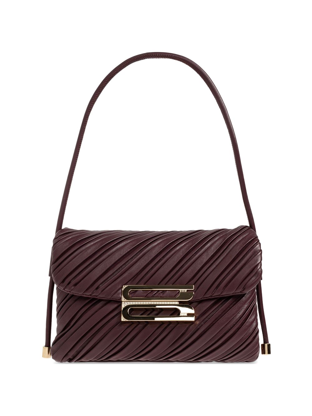 VICTORIA BECKHAM Borsa elegante bordeaux con texture a coste e fibbia dorata 