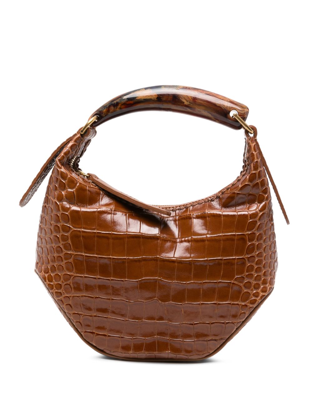 VISONA Borsa BENGALA color carruba in pelle con manico in corno 