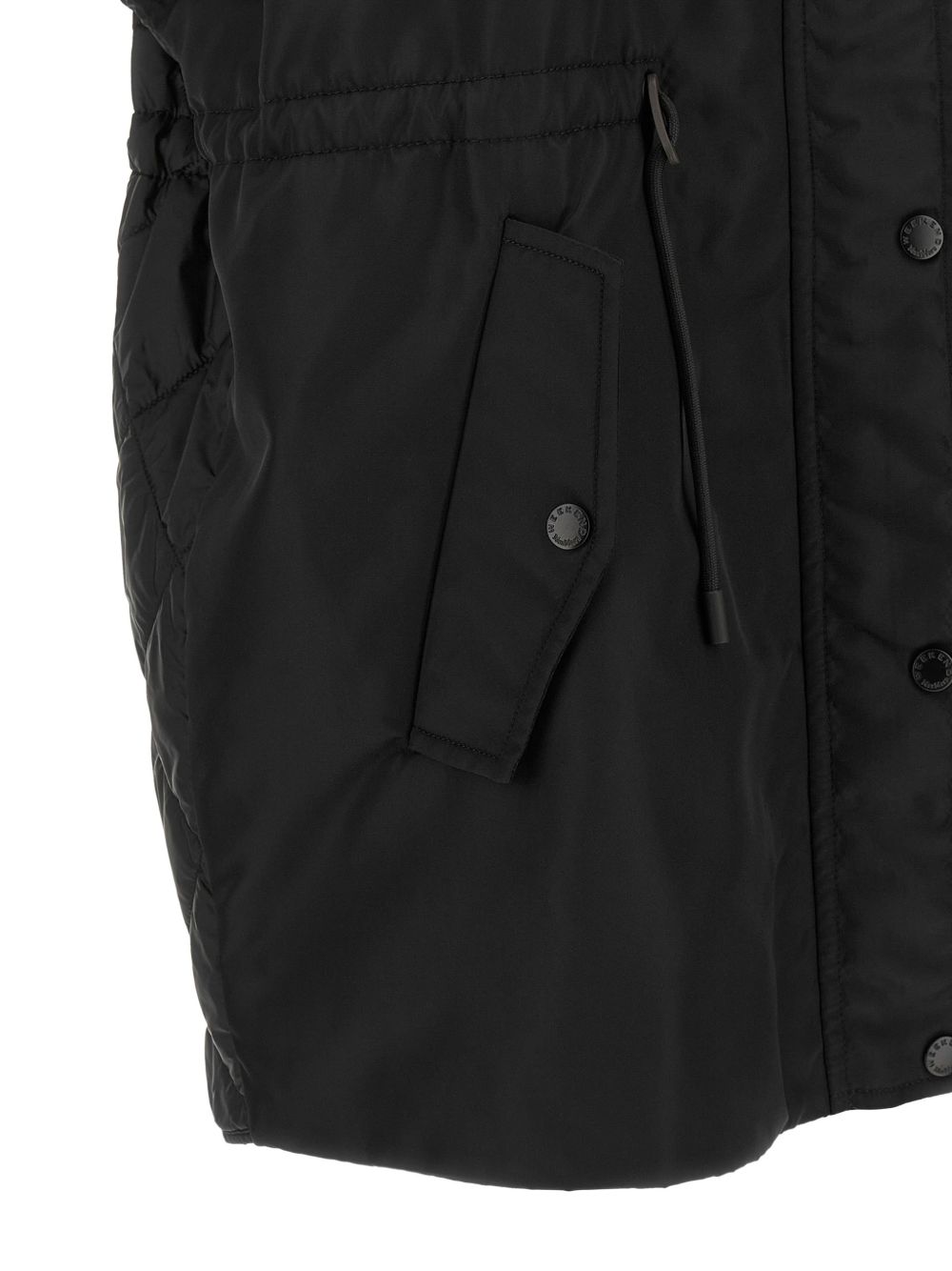 WEEKEND MAX MARA Gilet lungo trapuntato nero con cappuccio 