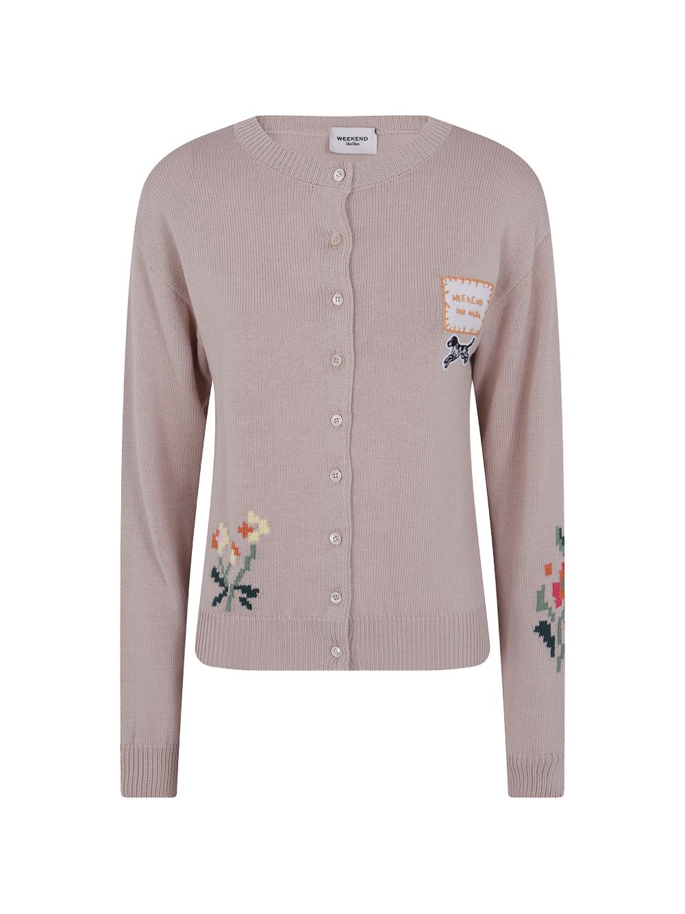 WEEKEND MAX MARA Cardigan rosa pastello con ricami 