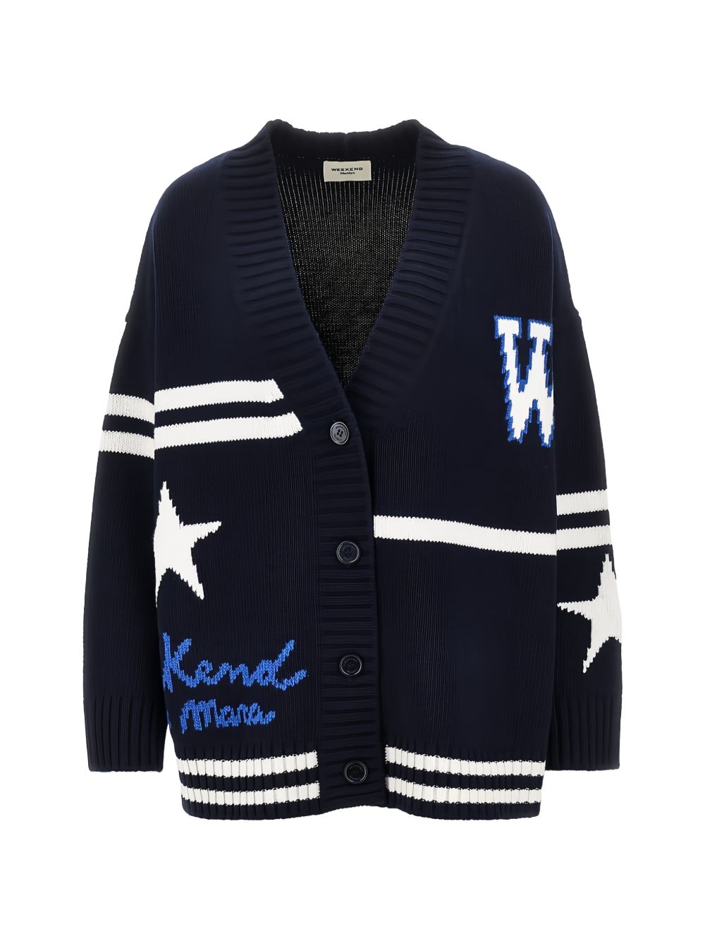 WEEKEND MAX MARA Cardigan blu in lana vergine 