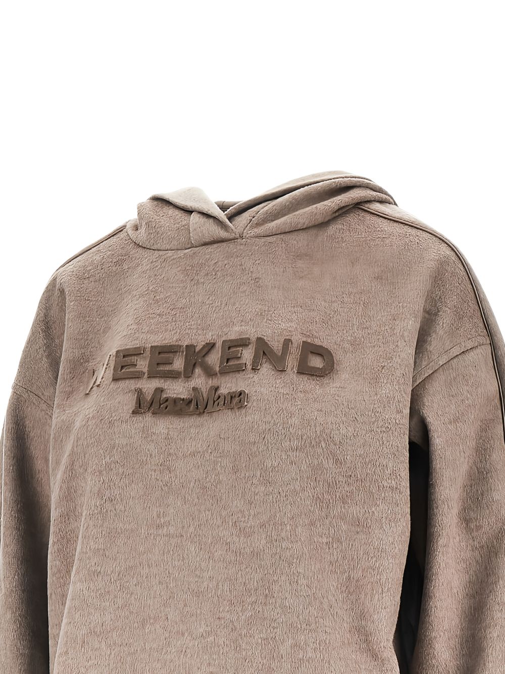 WEEKEND MAX MARA Felpa marrone con logo e cappuccio 