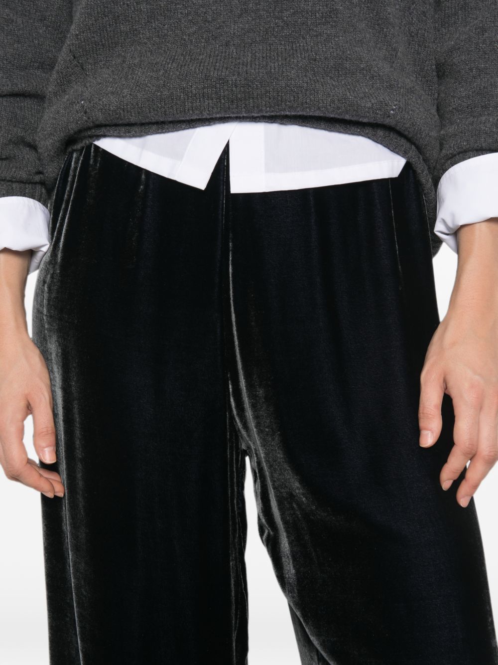 WHYCI Pantaloni grigi in ciniglia 