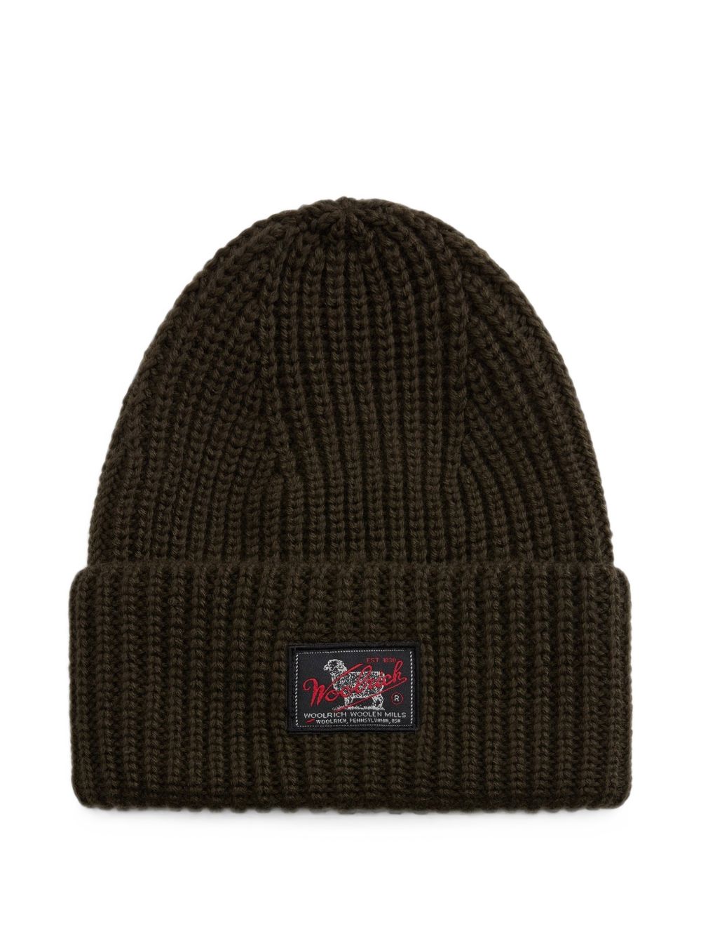 WOOLRICH Cappello verde oliva in lana a coste 