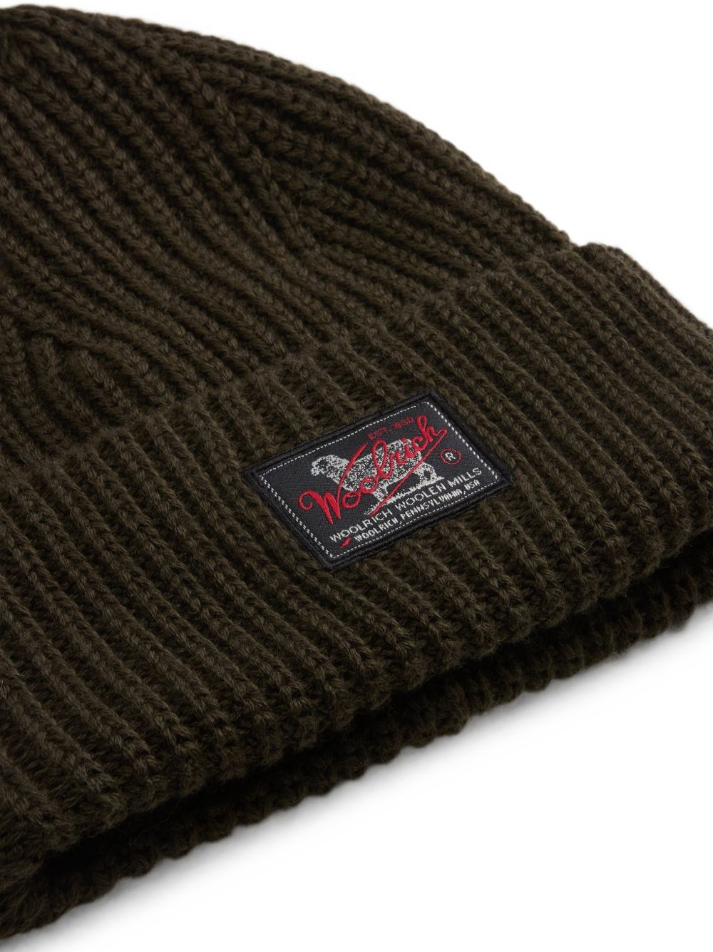 WOOLRICH Cappello verde oliva in lana a coste 