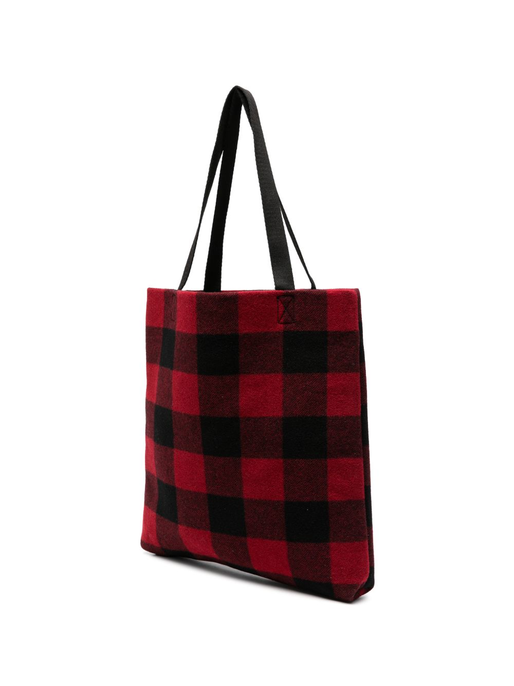 WOOLRICH Borsa in misto lana a quadri nera e rossa 