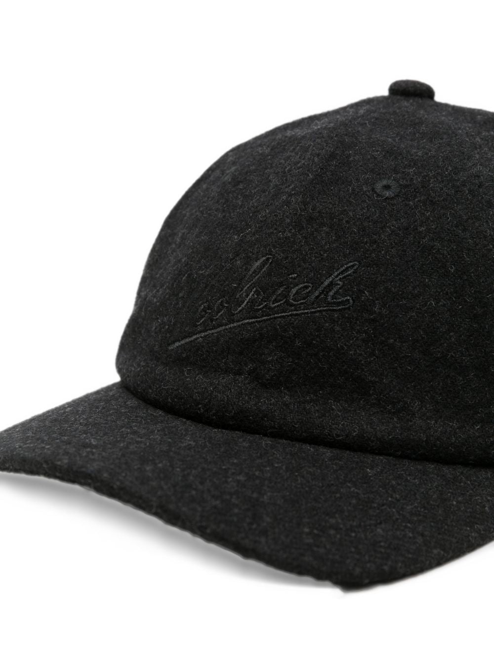WOOLRICH Cappello da baseball antracite in lana con logo 