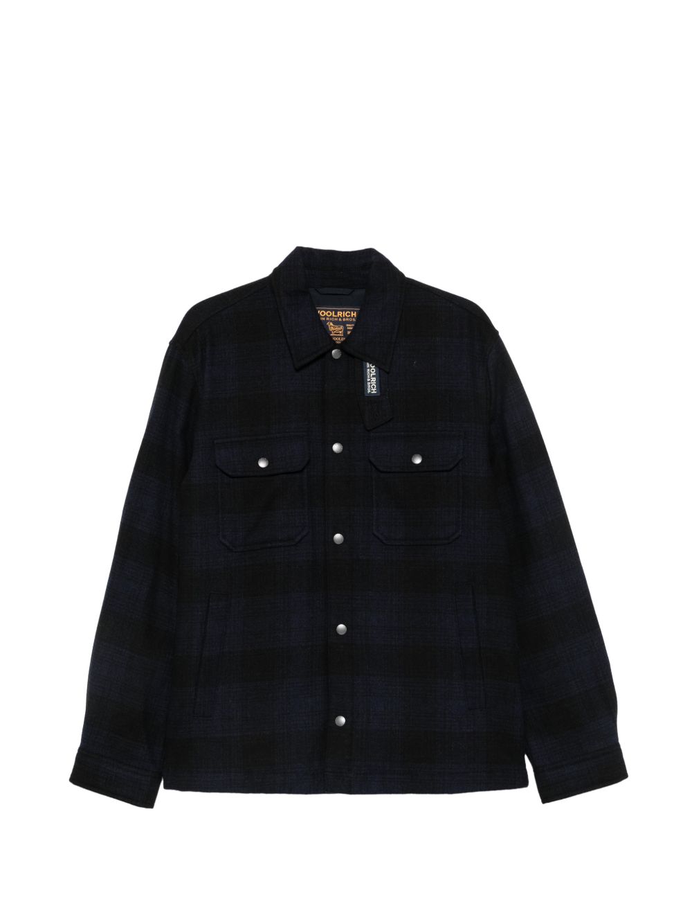 WOOLRICH Giacca in misto lana a quadri blu e nera 