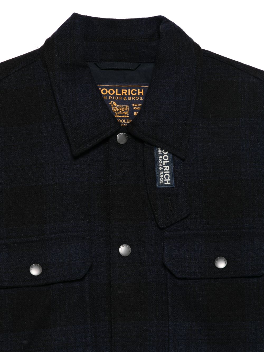 WOOLRICH Giacca in misto lana a quadri blu e nera 