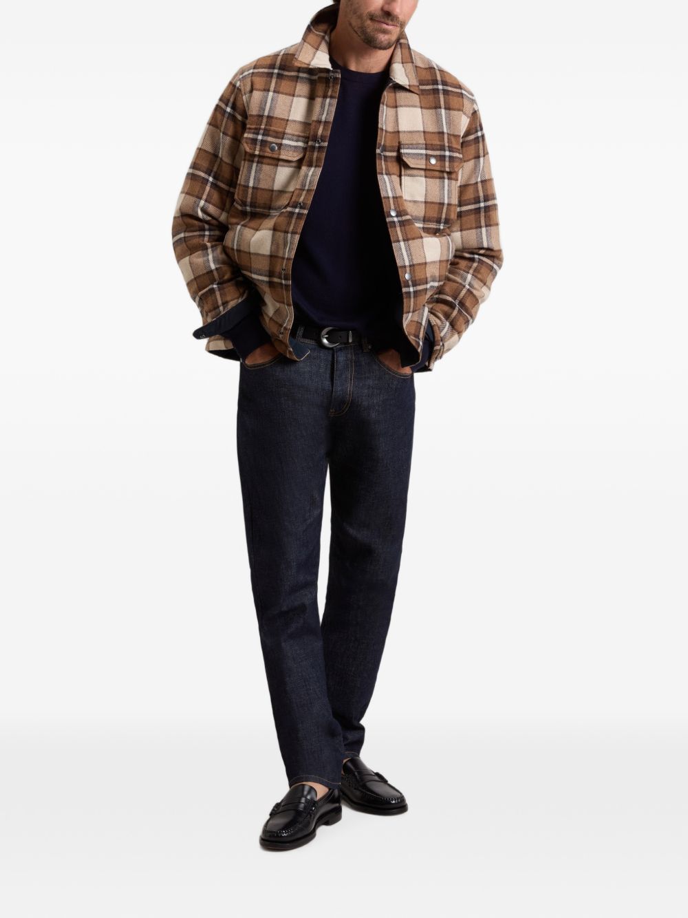 WOOLRICH Giacca in misto lana a quadri cammello 