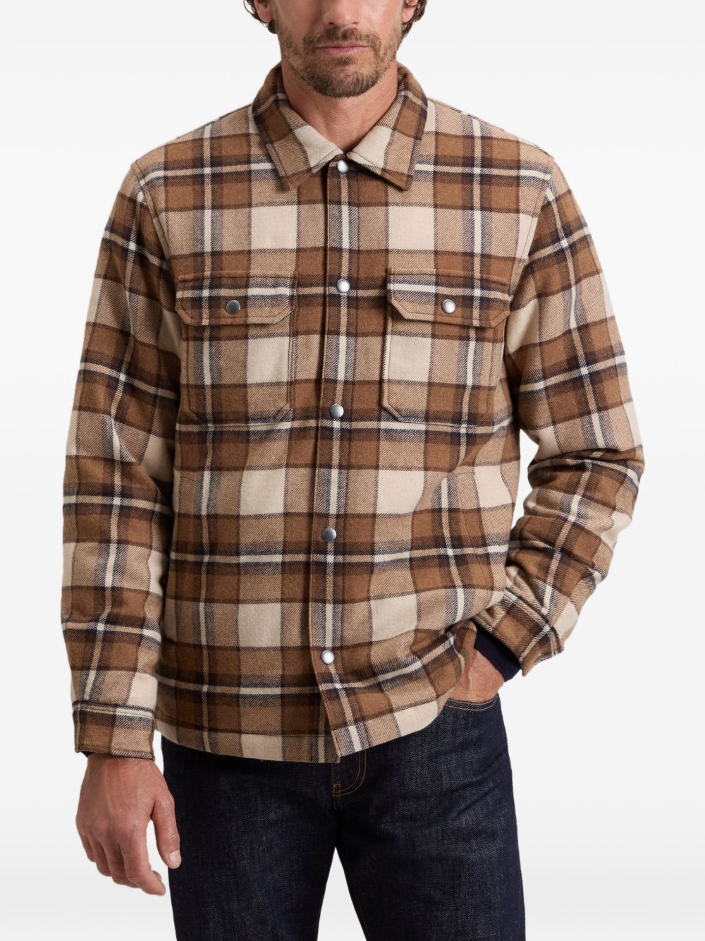 WOOLRICH Giacca in misto lana a quadri cammello 