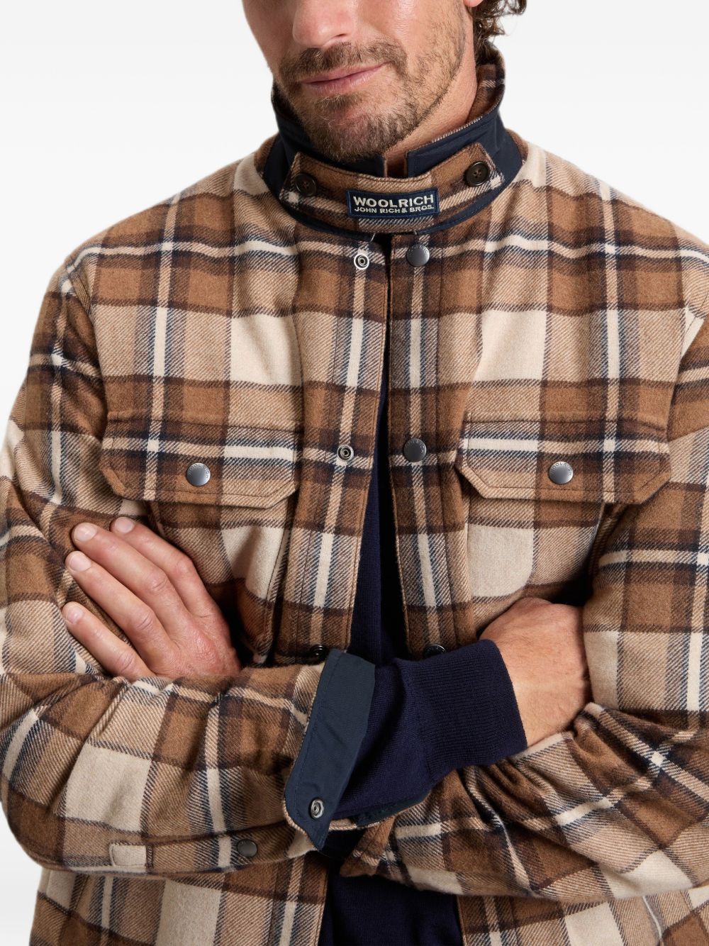 WOOLRICH Giacca in misto lana a quadri cammello 