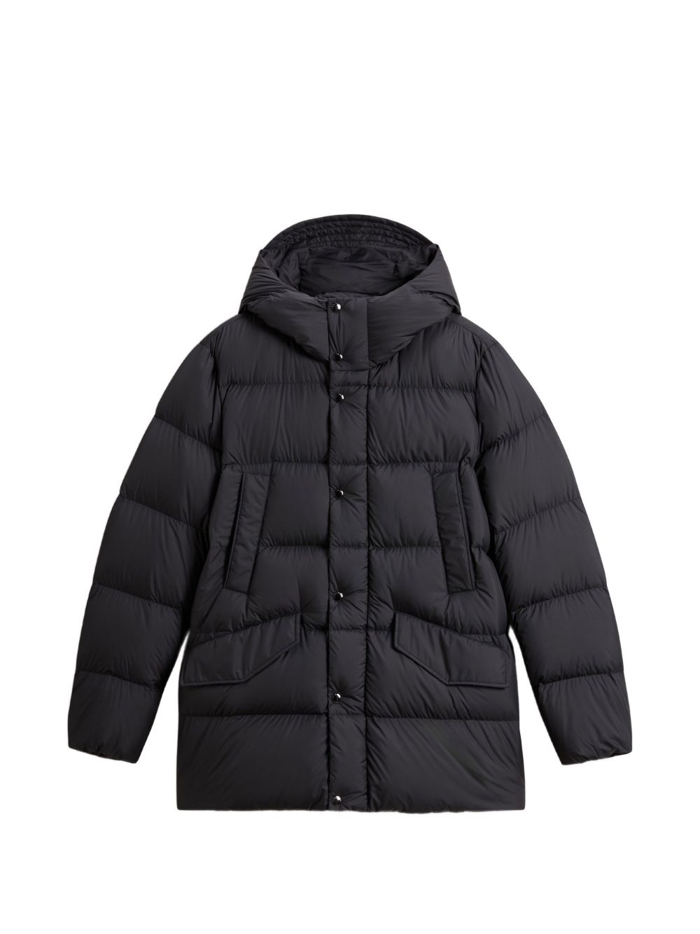 WOOLRICH Piumino lungo con doppie tasche e cappuccio 
