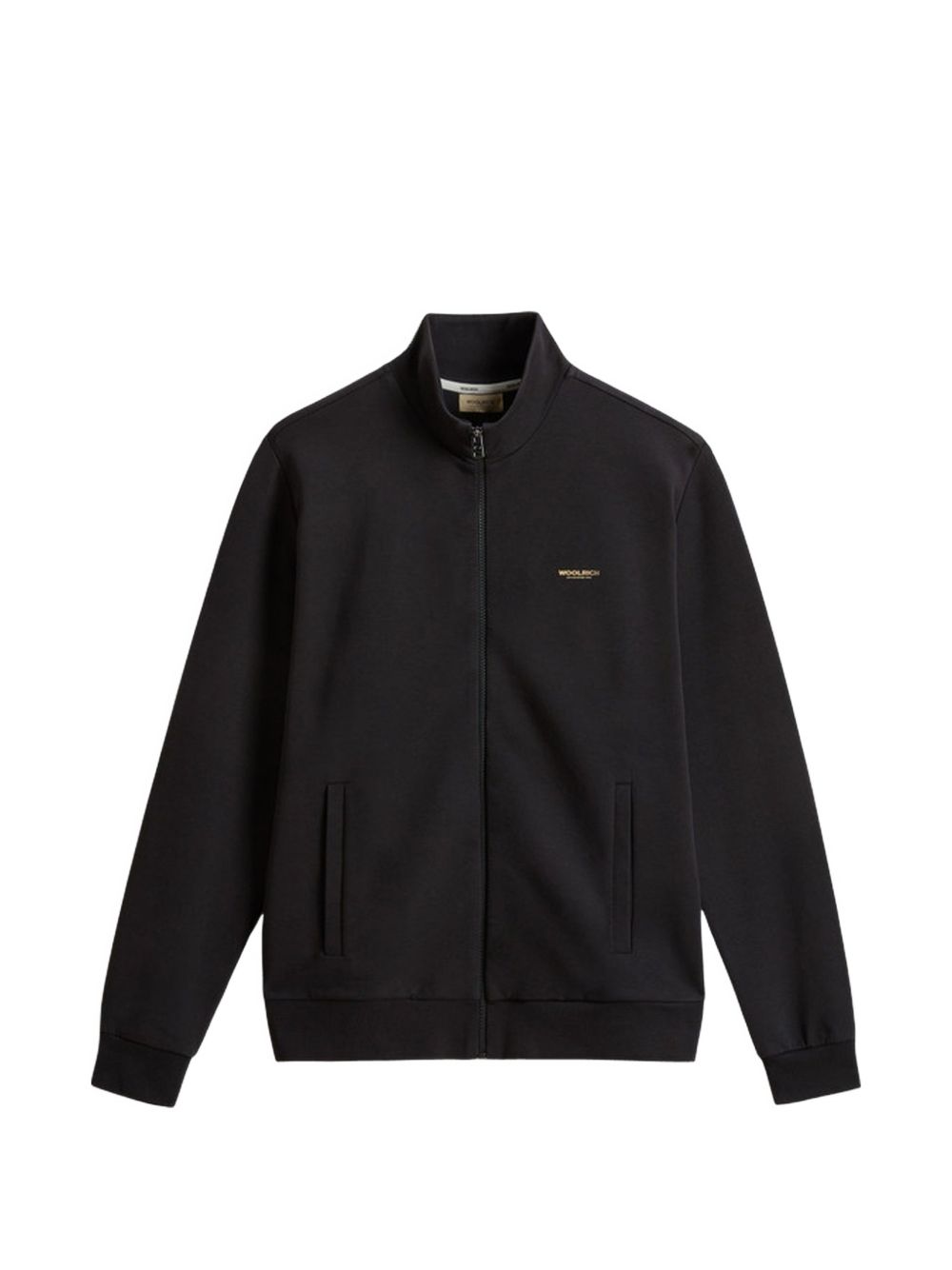 WOOLRICH Felpa nera con zip e logo 