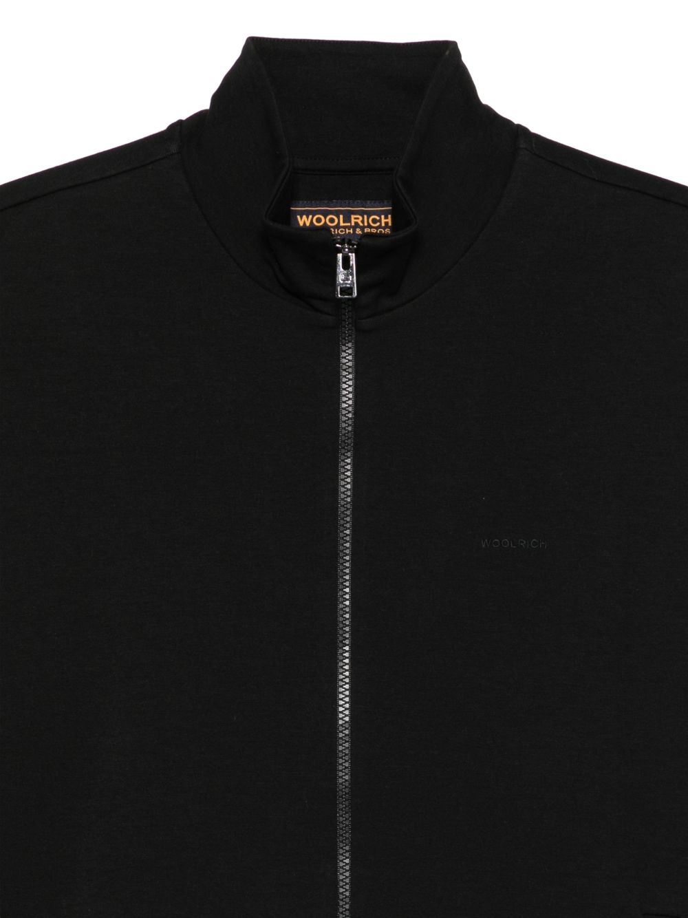 WOOLRICH Felpa nera con zip e logo 