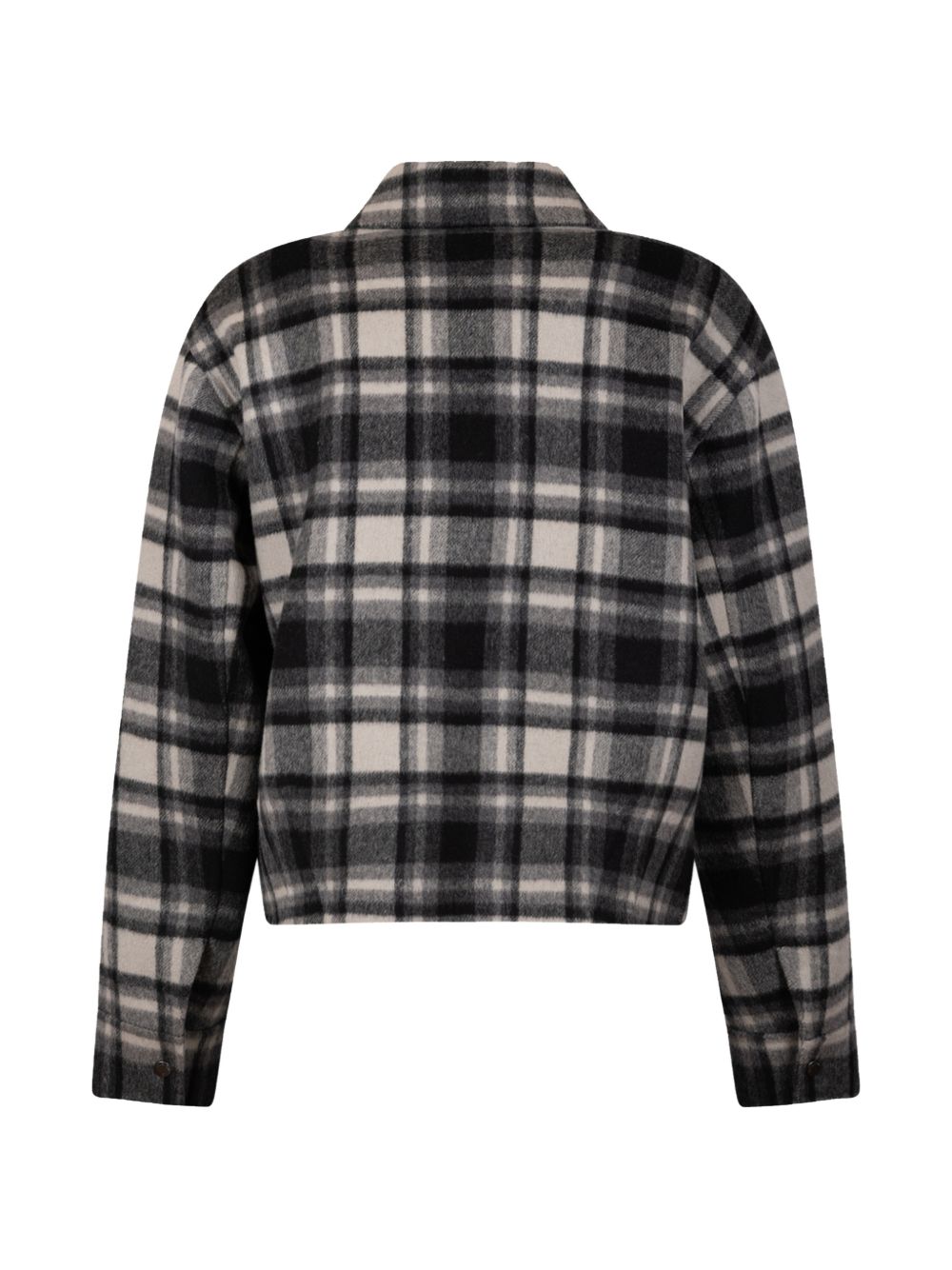 WOOLRICH Giacca in lana con motivo scozzese bianco e nero 