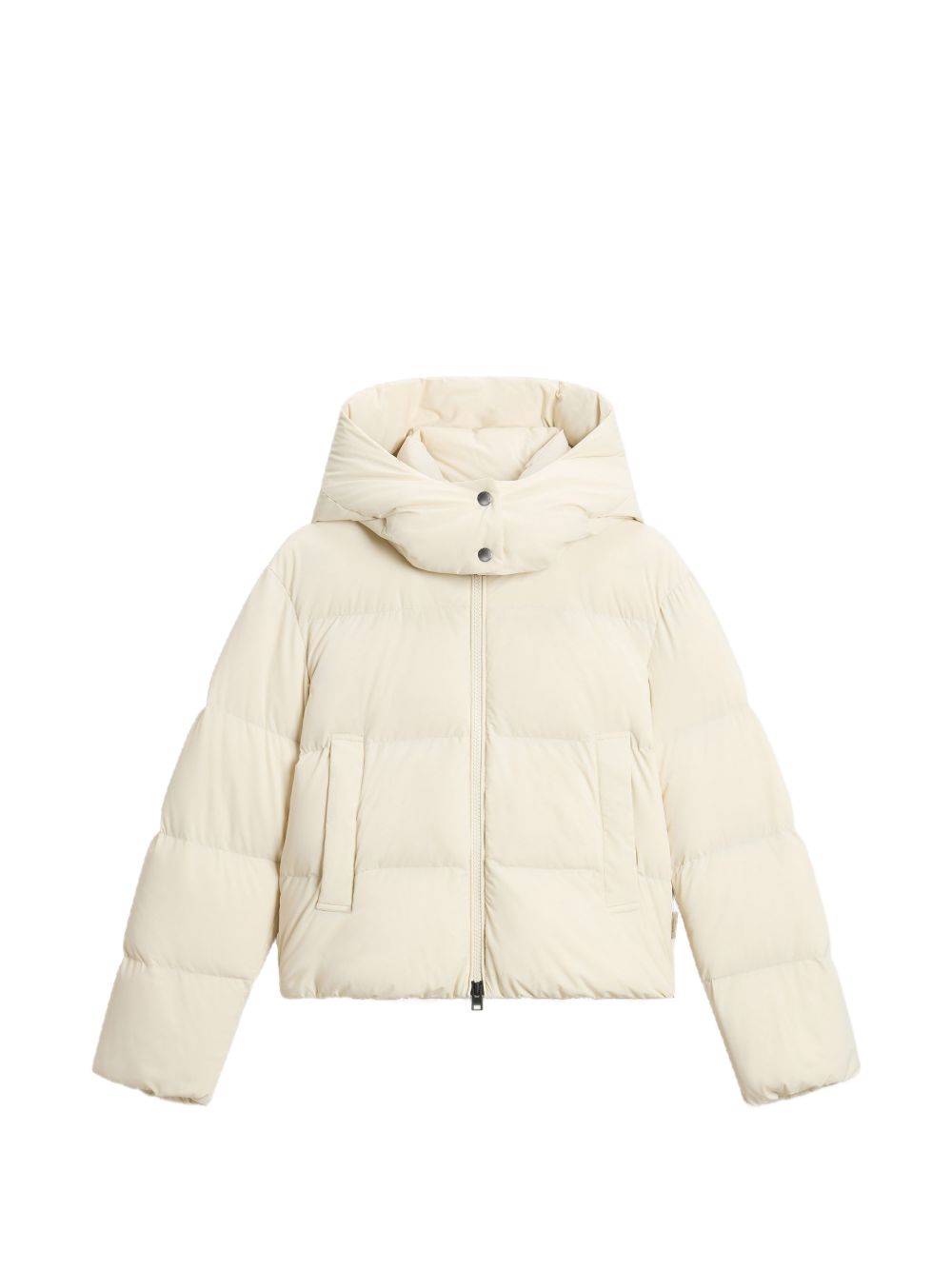 WOOLRICH Piumino Corto Crema con Cappuccio 