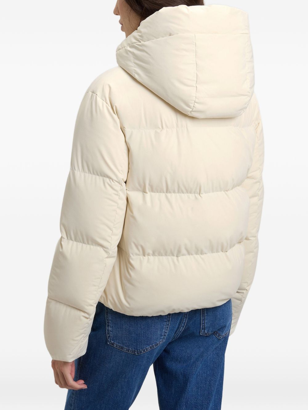 WOOLRICH Piumino Corto Crema con Cappuccio 