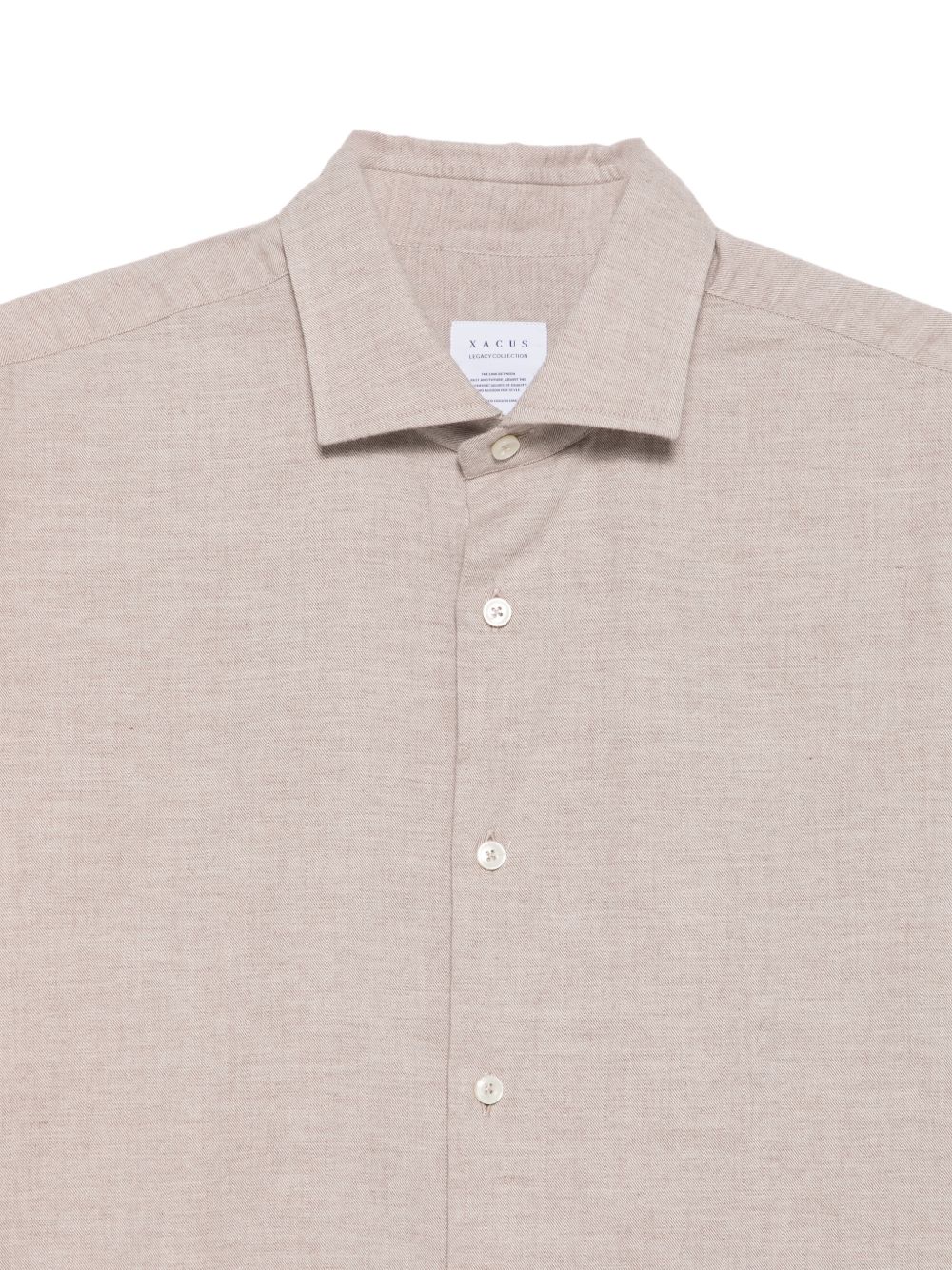 XACUS Camicia in cotone beige a maniche lunghe 