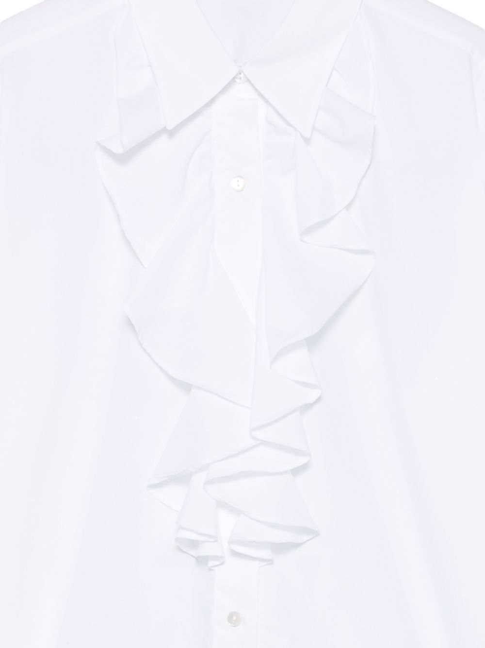 XACUS Camicia Beth bianca in cotone con ruches 