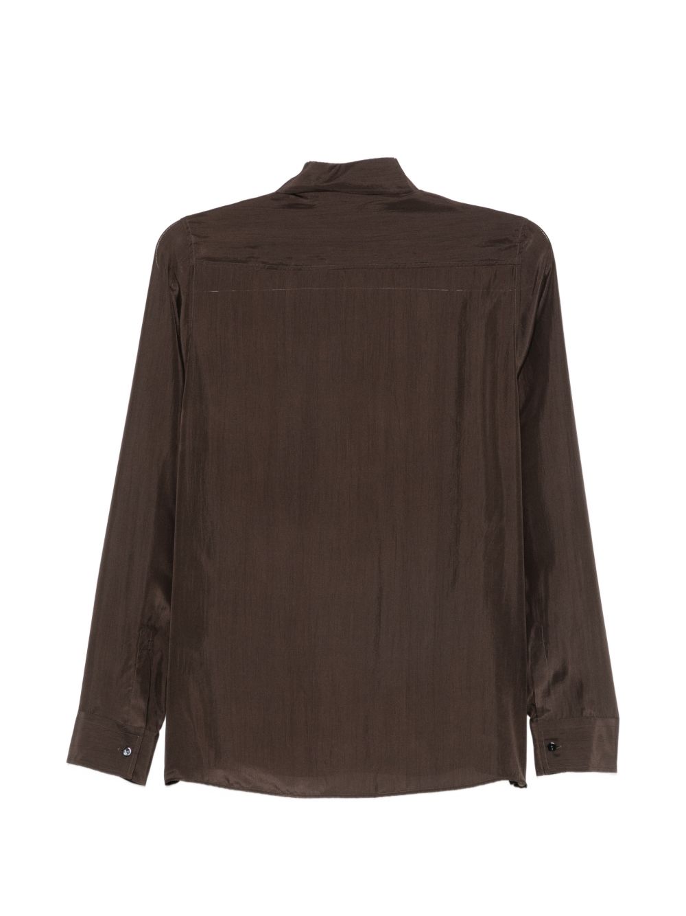XACUS Camicia Isabella marrone in seta con tasche sul petto 