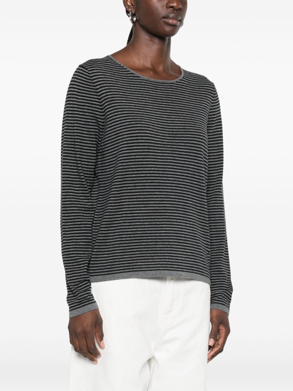 YERSE Maglia girocollo Clara in cotone a righe 