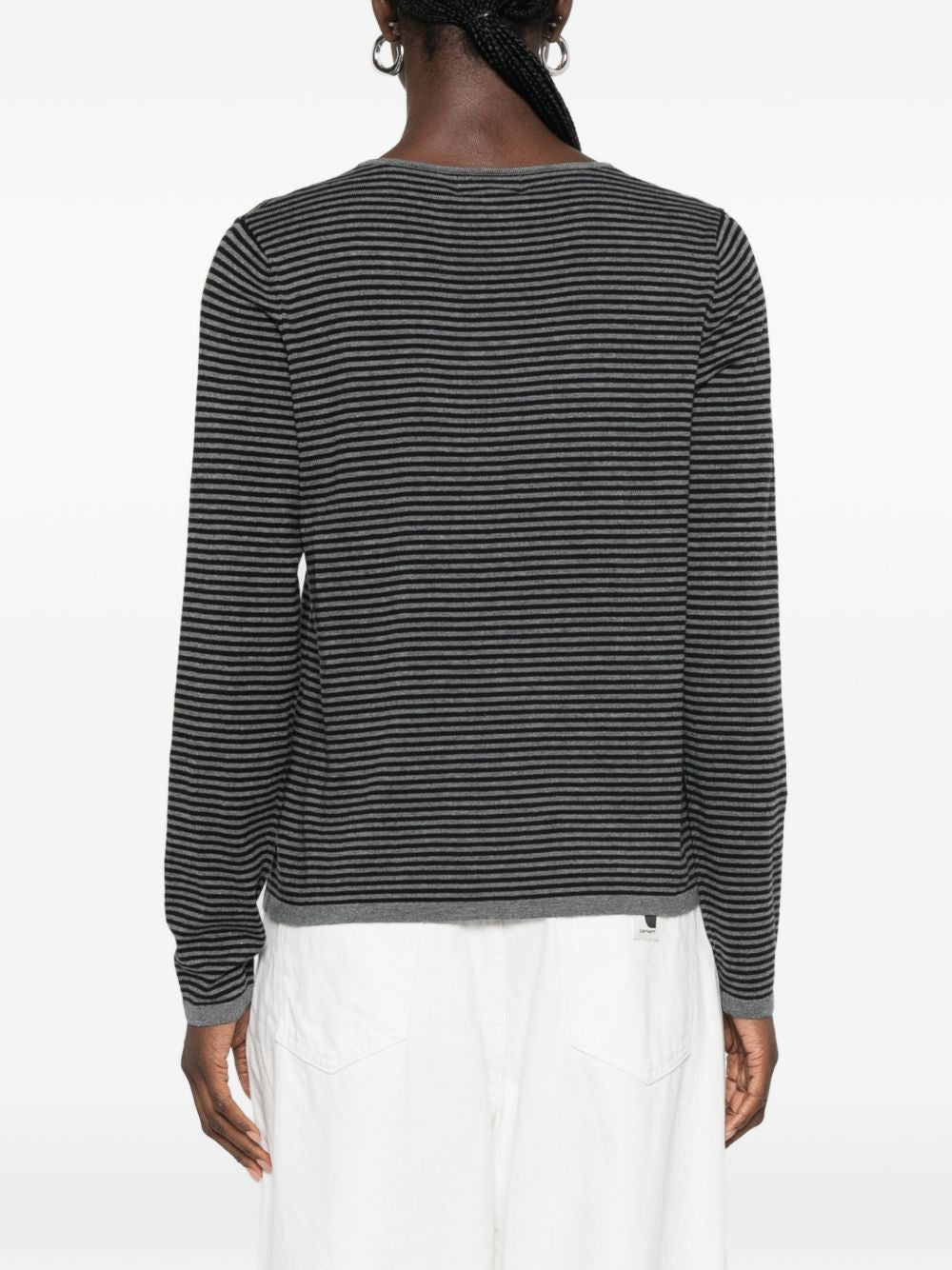 YERSE Maglia girocollo Clara in cotone a righe 