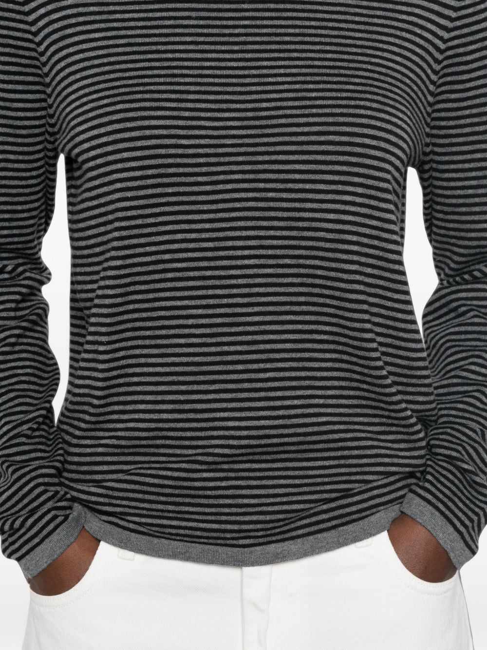 YERSE Maglia girocollo Clara in cotone a righe 