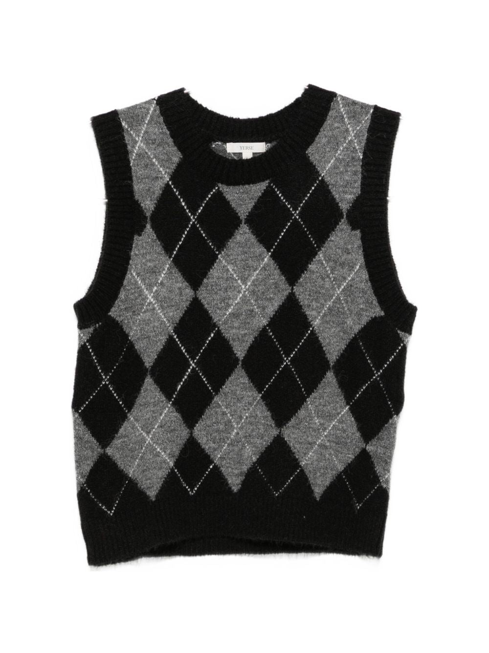 YERSE Gilet in maglia a rombi 