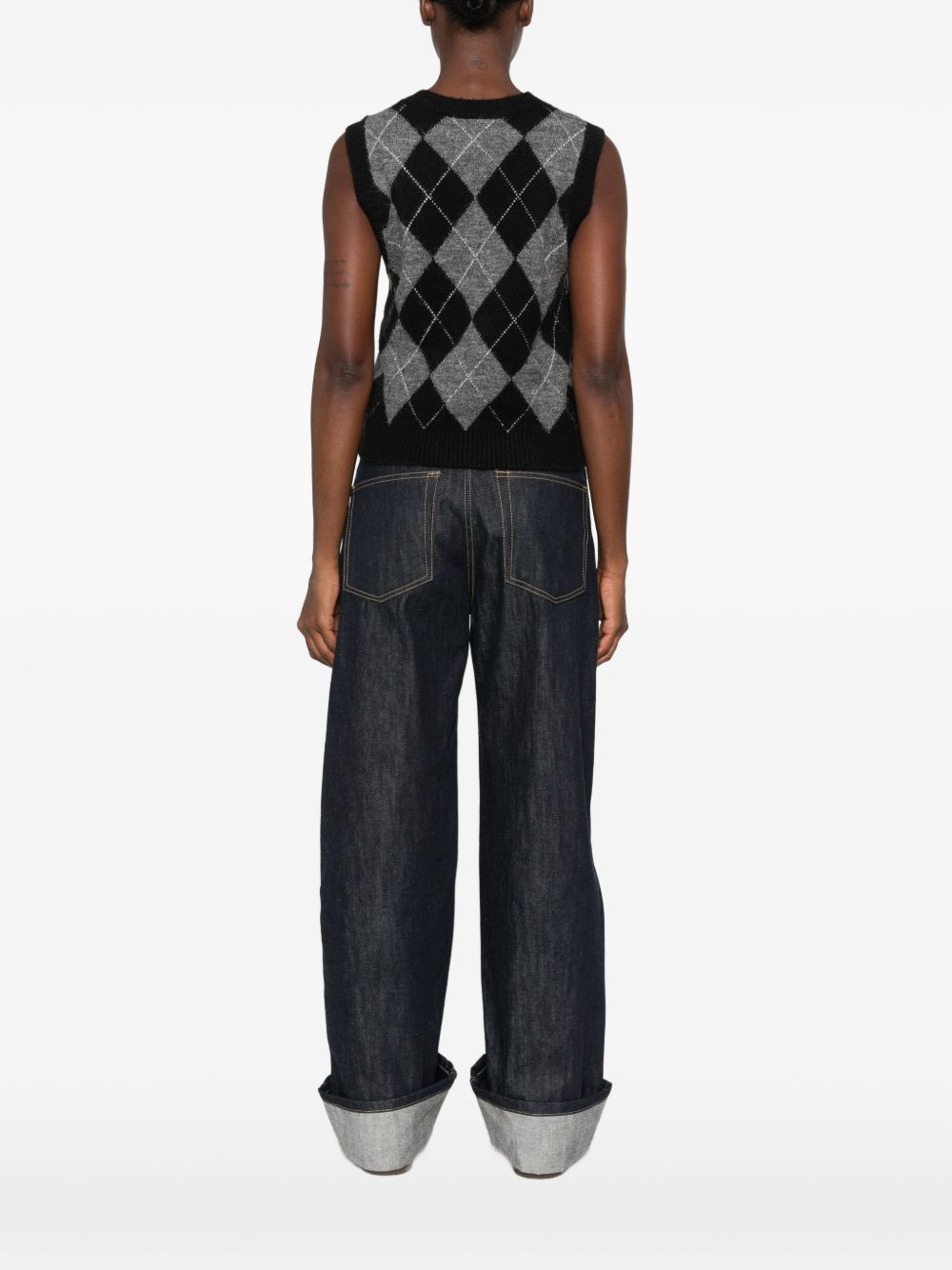 YERSE Gilet in maglia a rombi 