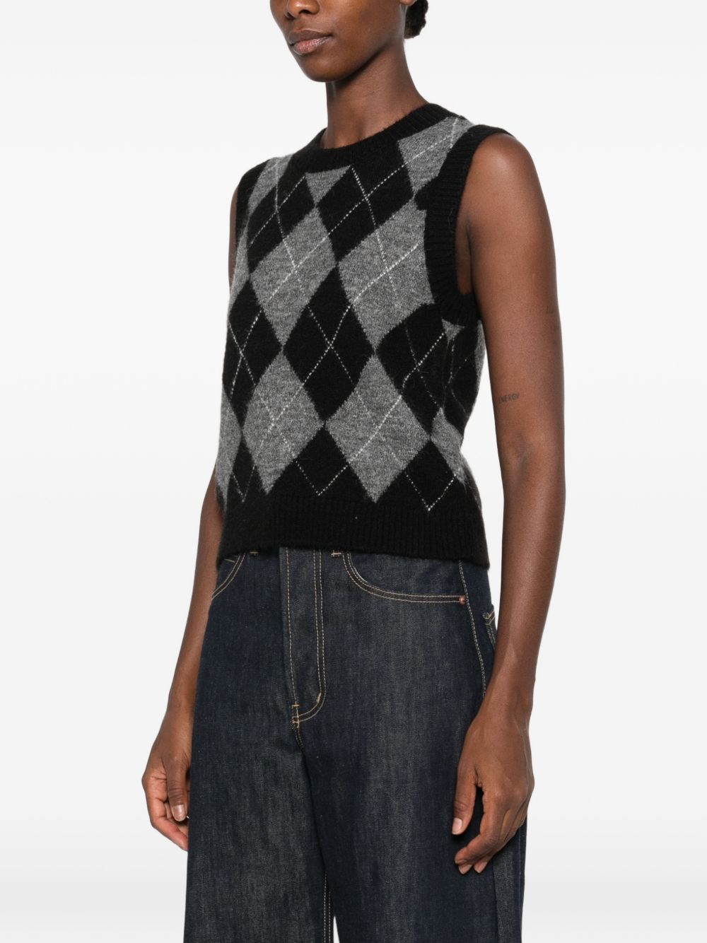 YERSE Gilet in maglia a rombi 