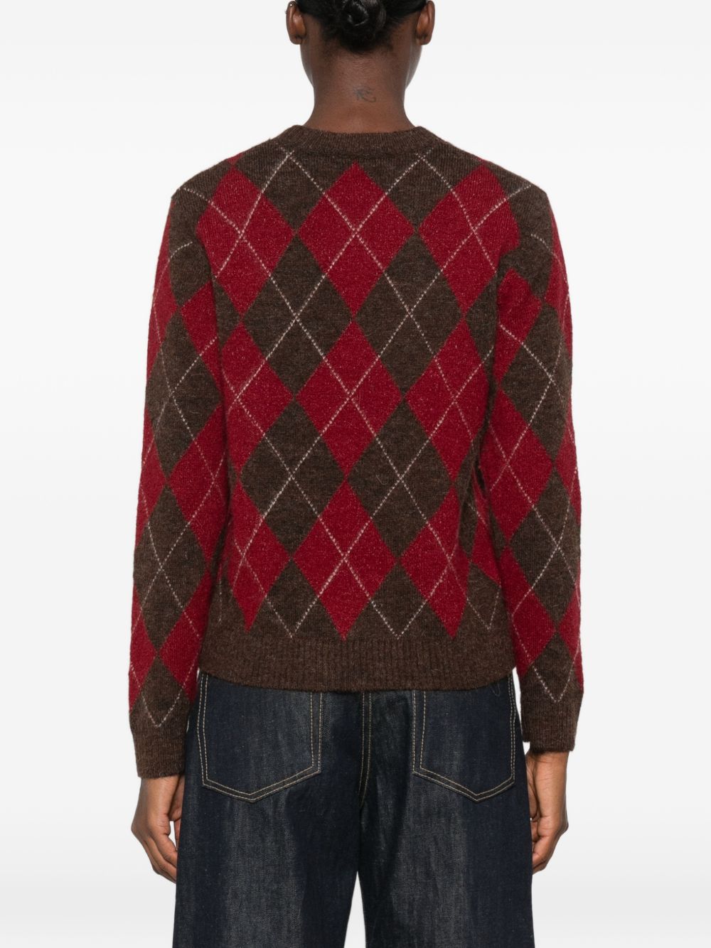 YERSE Maglia Girocollo Marrone e Rosso 