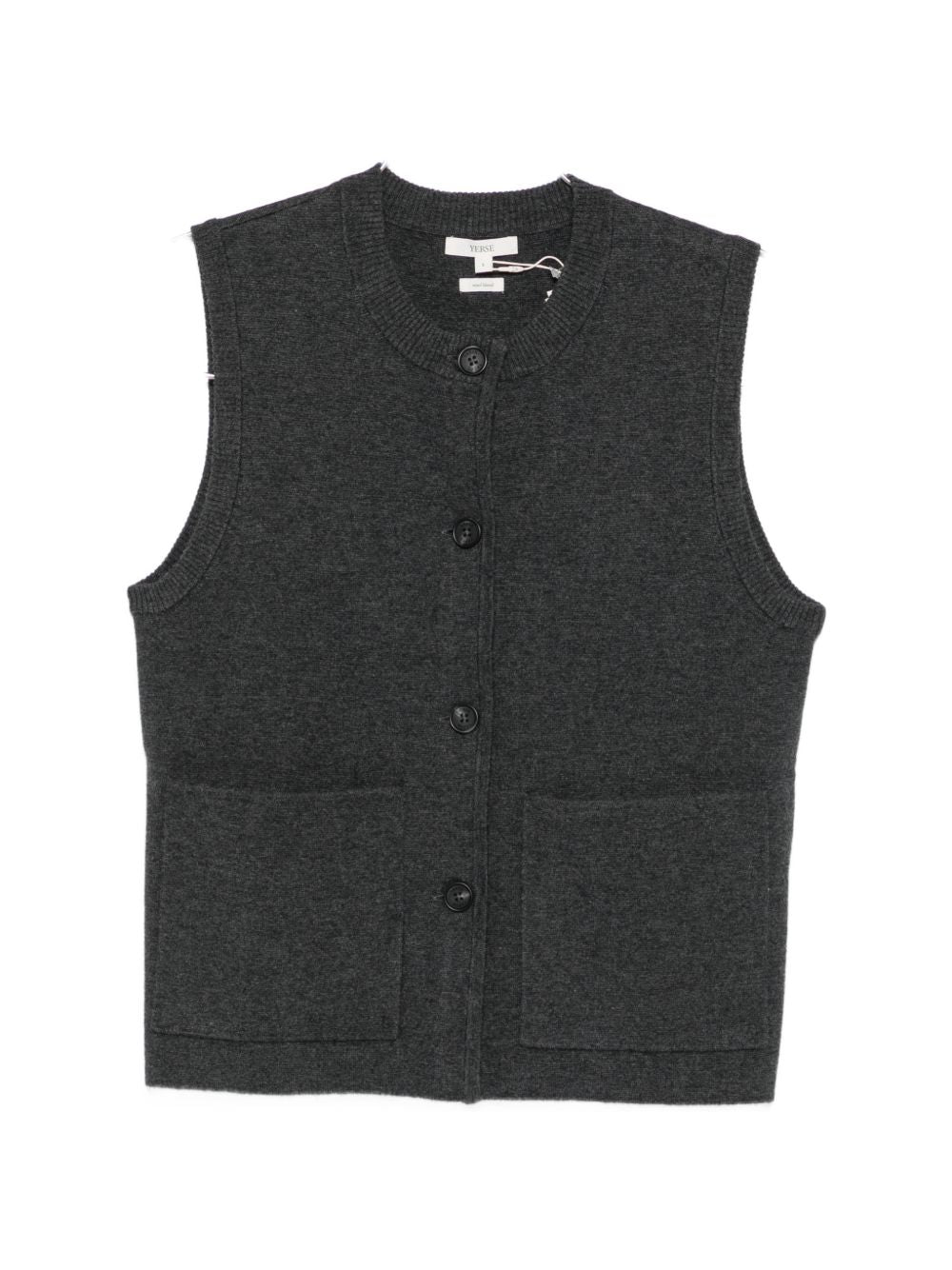 YERSE Gilet in lana Rosi con tasche frontali 