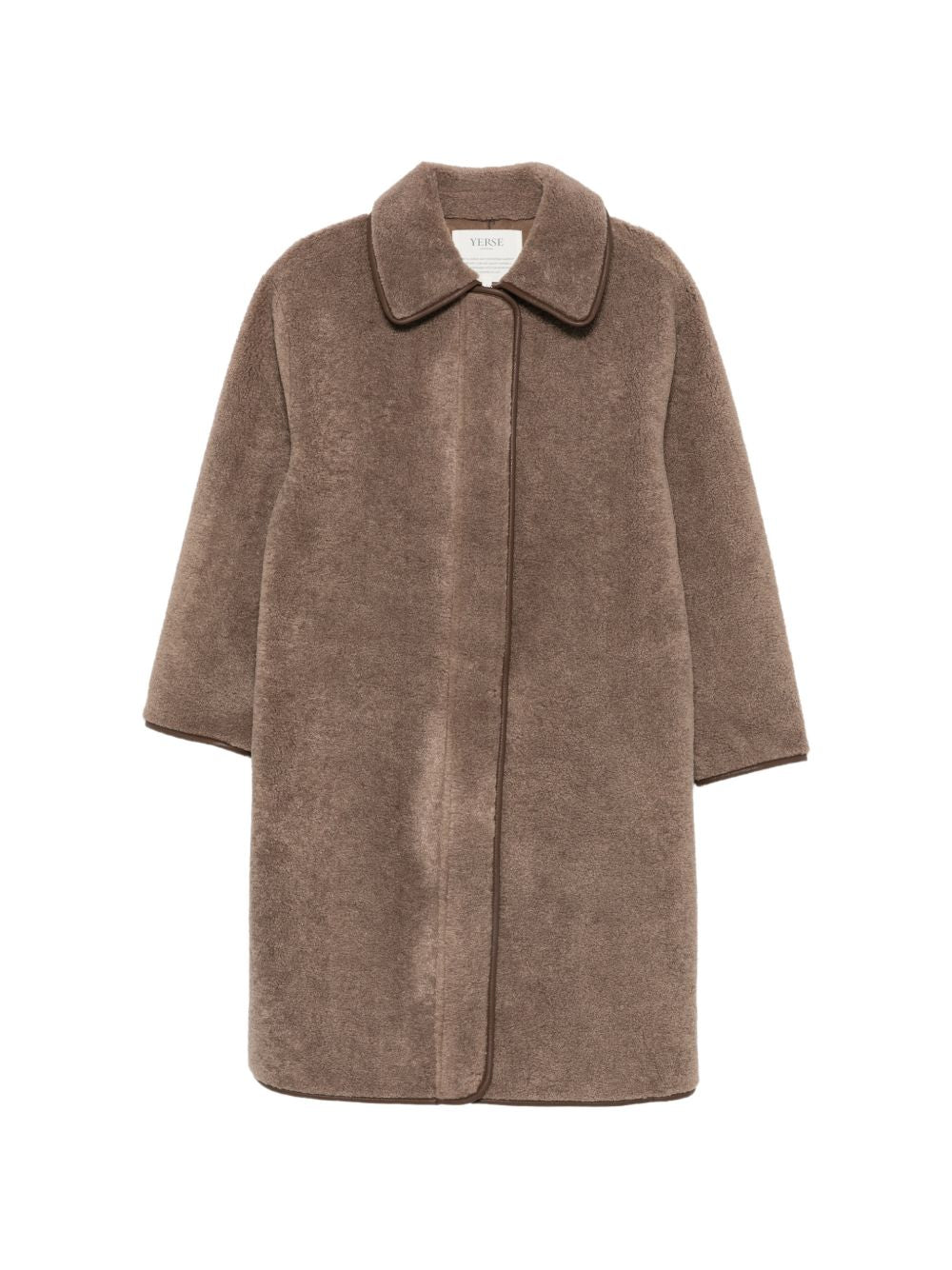 YERSE Cappotto lungo marrone con colletto 