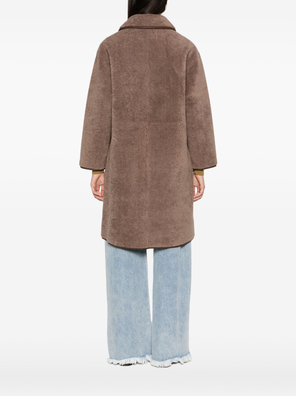 YERSE Cappotto lungo marrone con colletto 
