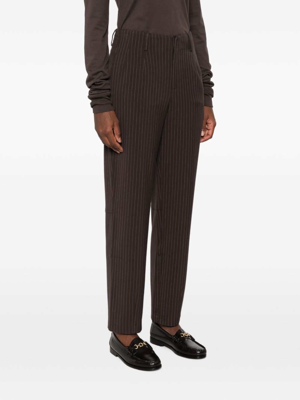 YERSE Pantaloni Marroni Gessati 