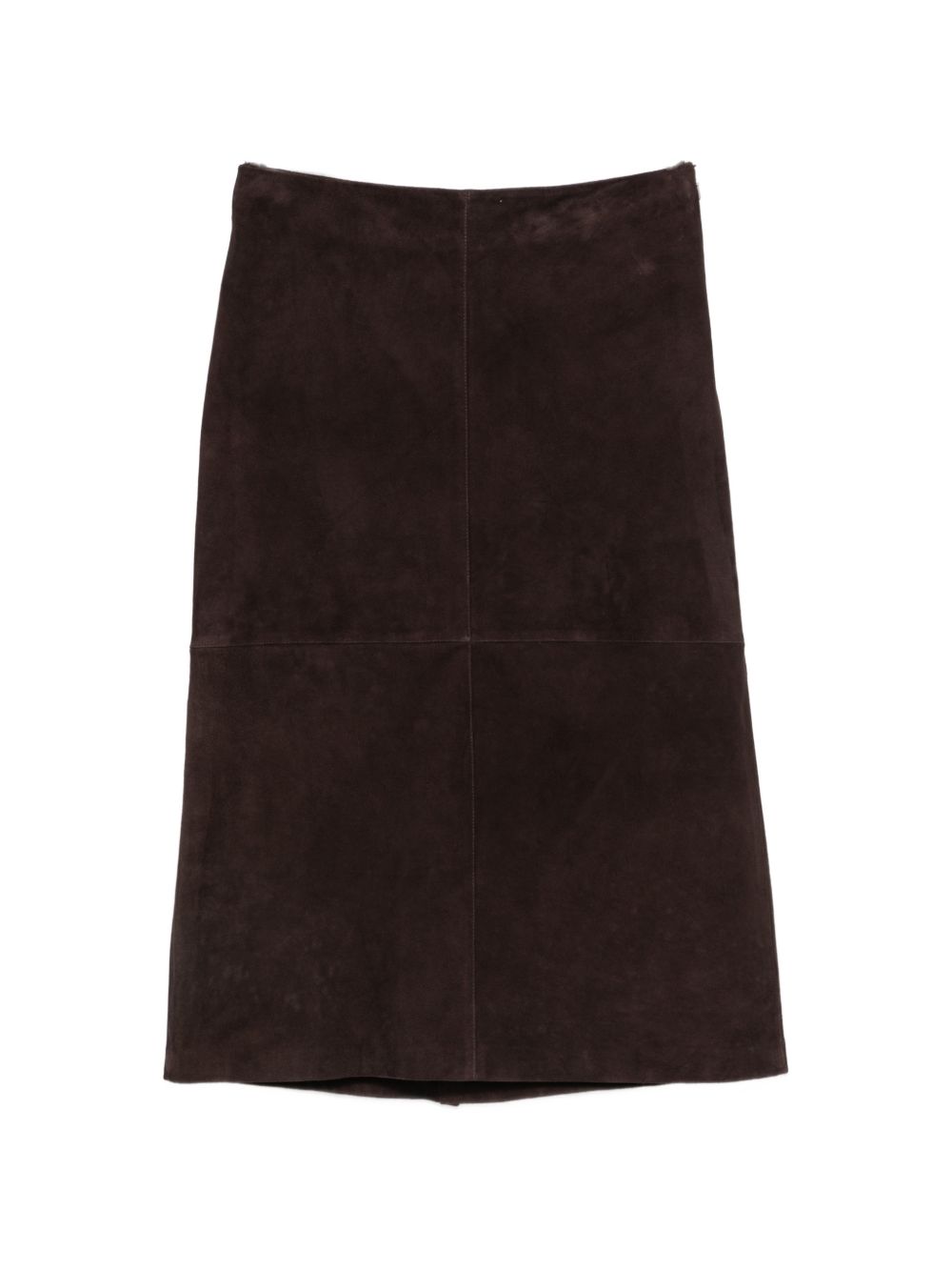YERSE Gonna midi marrone in suede 