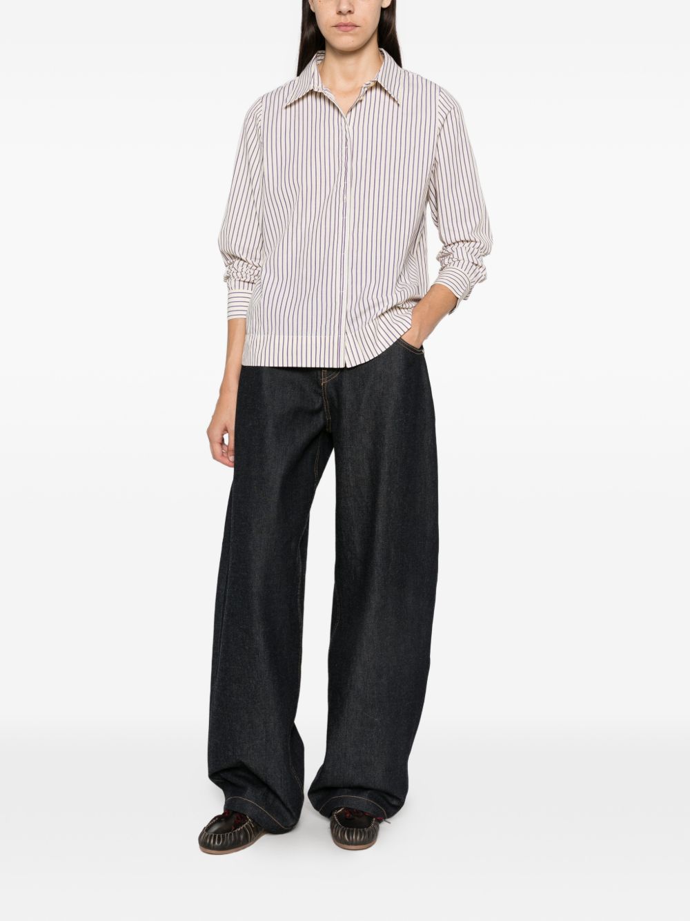 YERSE Camicia Basil classica a righe in cotone 