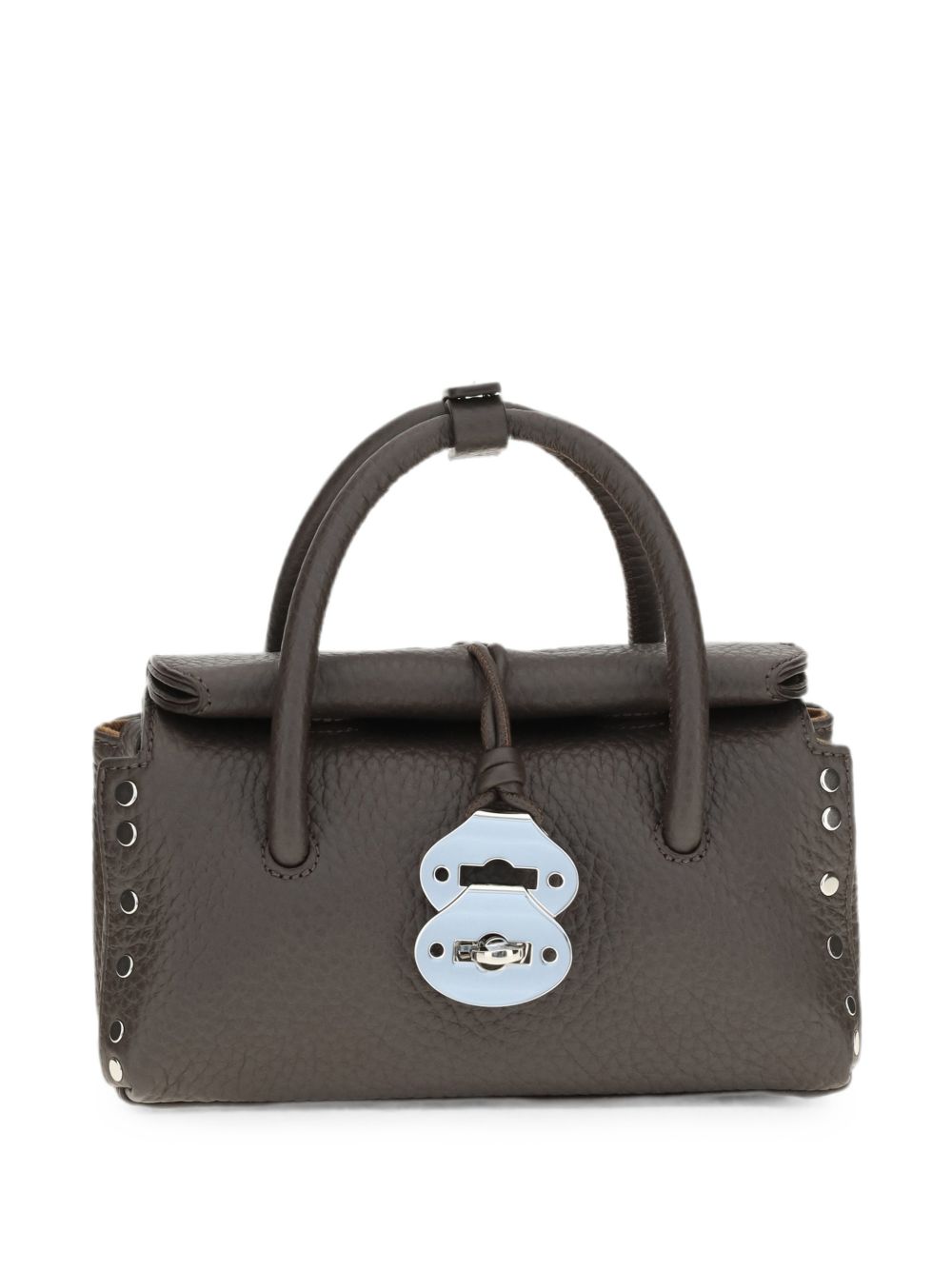 ZANELLATO Borsa Dotta Baby in pelle martellata marrone con dettagli argento 