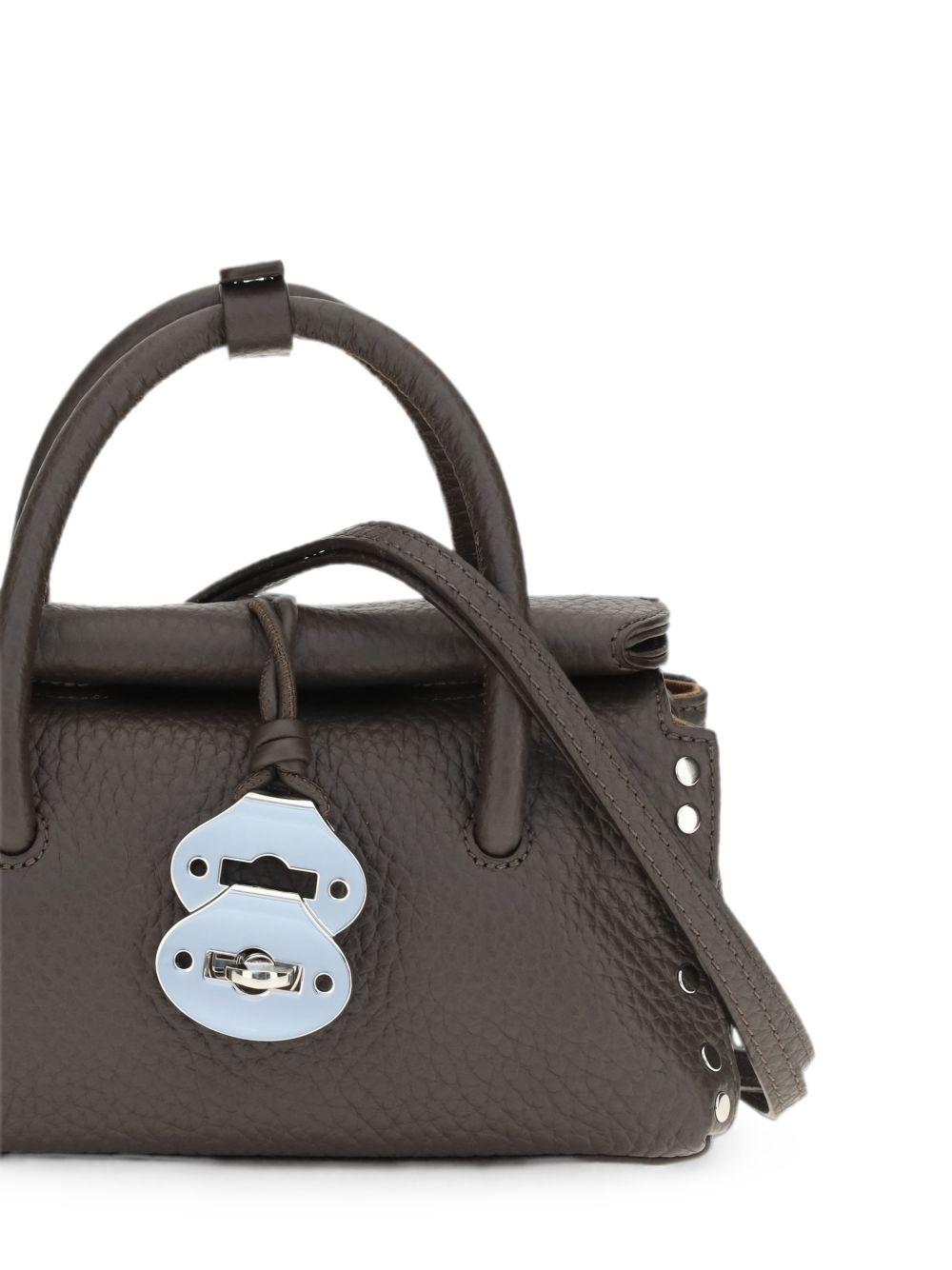 ZANELLATO Borsa Dotta Baby in pelle martellata marrone con dettagli argento 