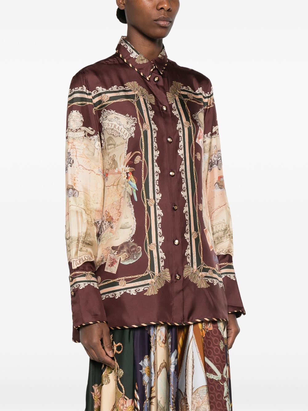 ZIMMERMANN Camicia Valiant in twill di seta con stampa 