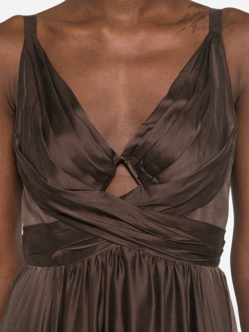 ZIMMERMANN Abito lungo in seta drappeggiato color Bitter Chocolate 