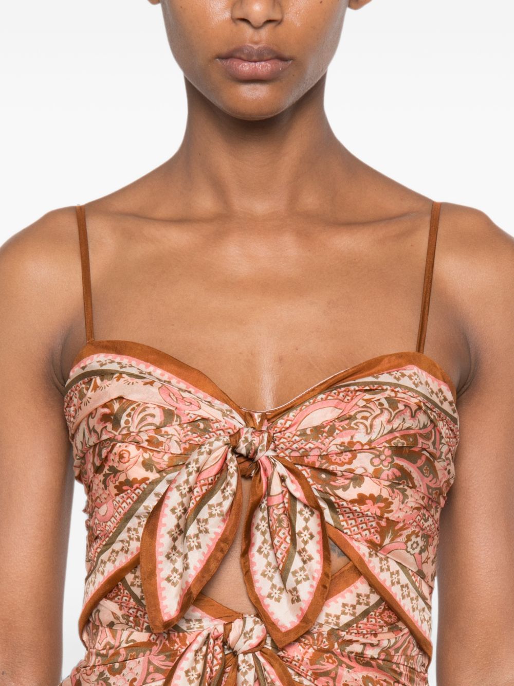 ZIMMERMANN Abito lungo floreale color pesca per cerimonie 