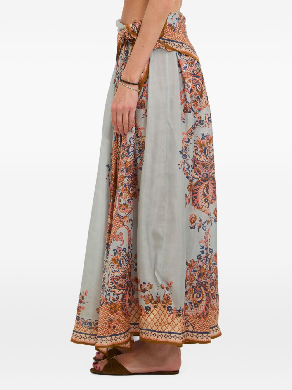ZIMMERMANN Gonna lunga in seta multicolor con stampa Paisley 