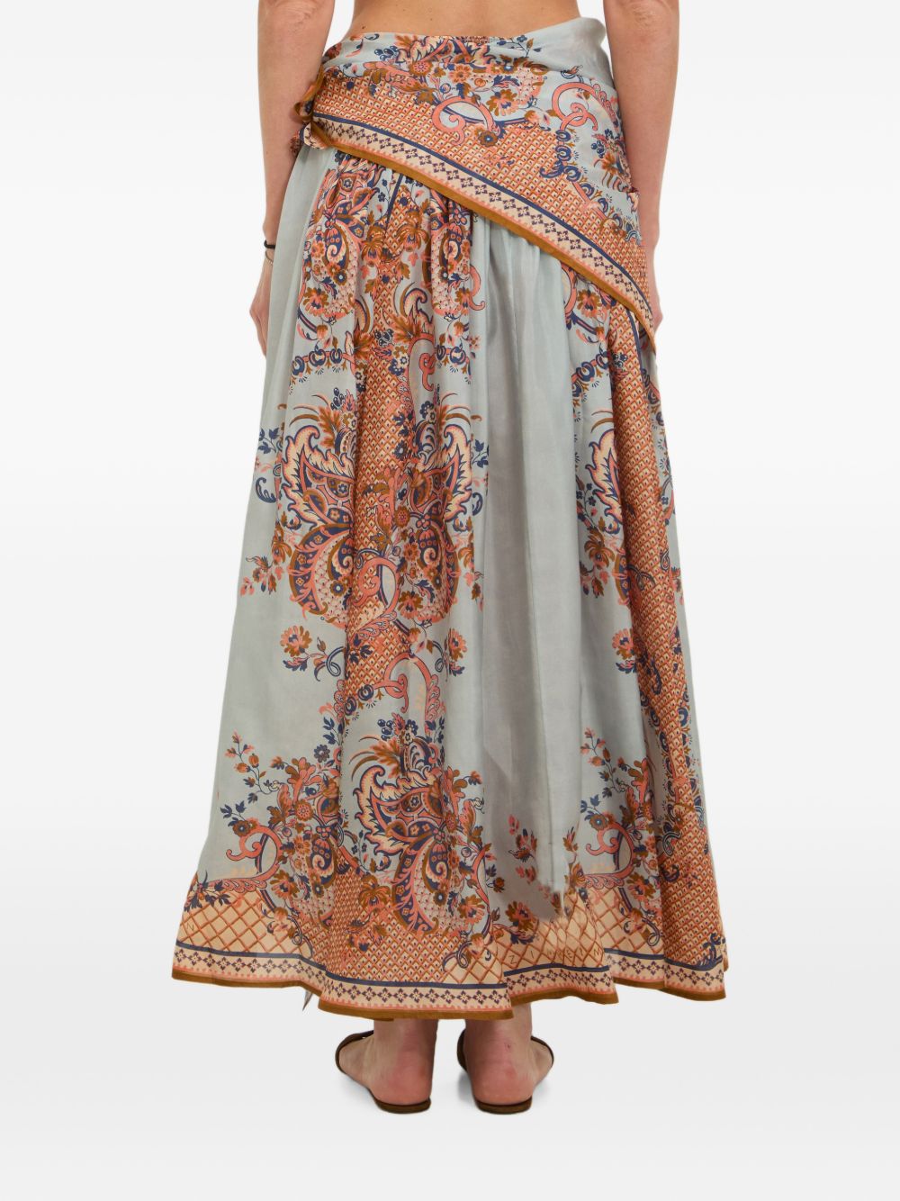 ZIMMERMANN Gonna lunga in seta multicolor con stampa Paisley 