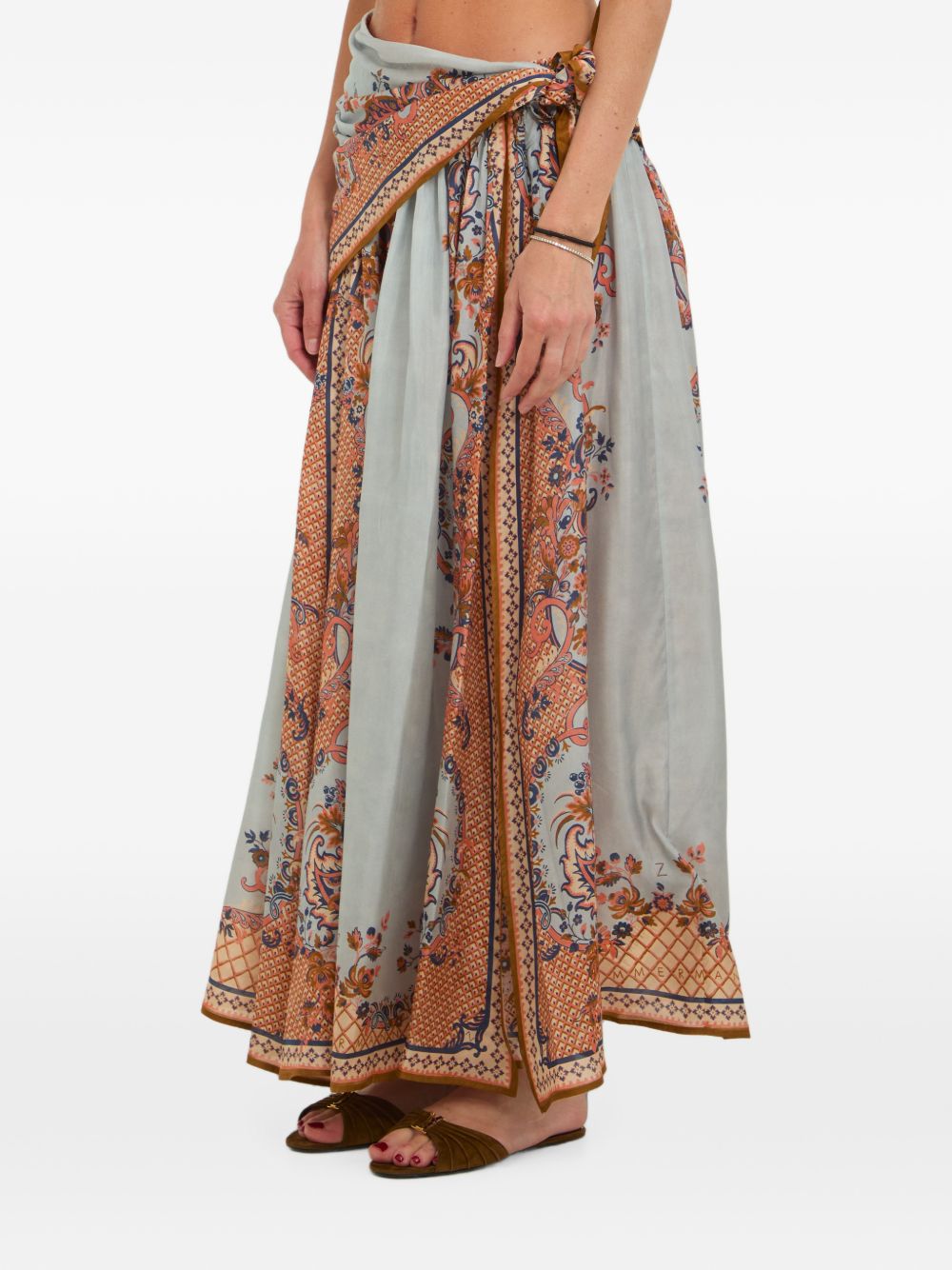 ZIMMERMANN Gonna lunga in seta multicolor con stampa Paisley 