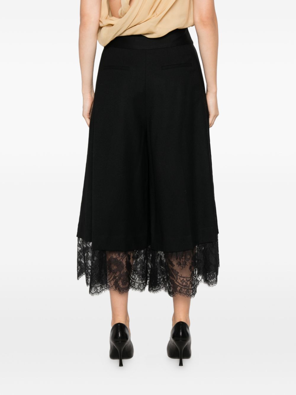 ZIMMERMANN Gonna midi nera in lana con dettagli in pizzo 