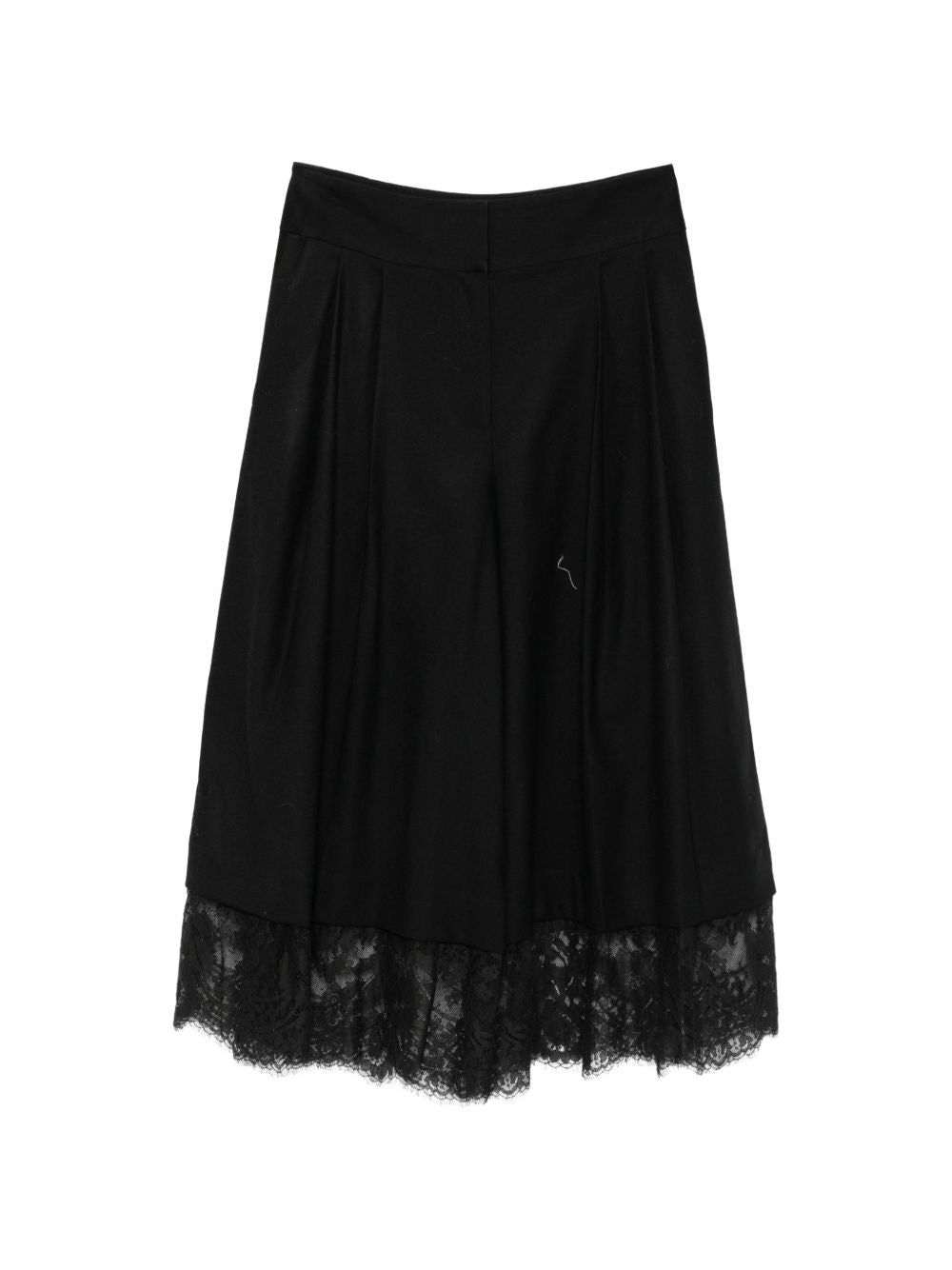 ZIMMERMANN Gonna midi nera in lana con dettagli in pizzo 