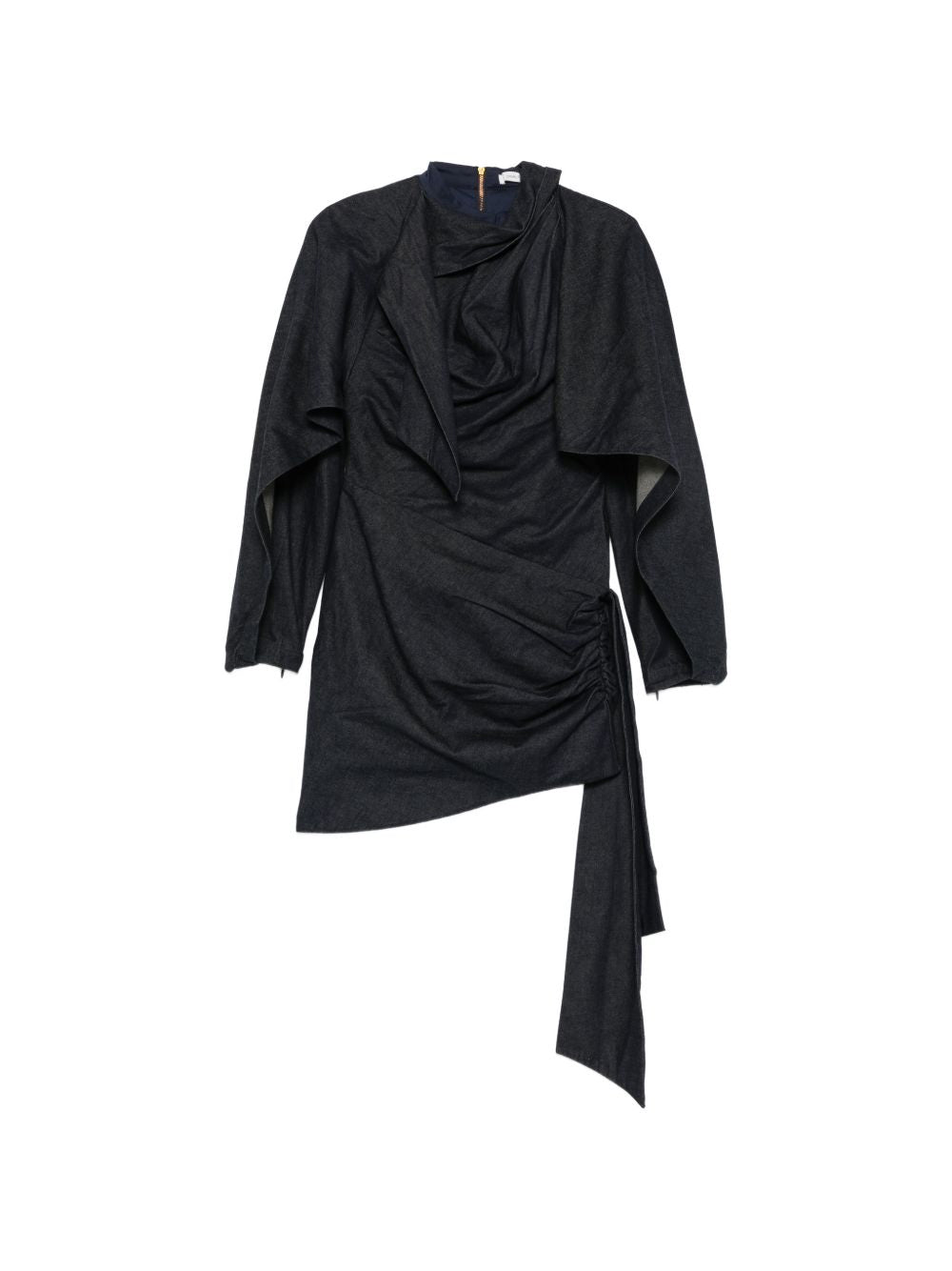 ZIMMERMANN Abito corto drappeggiato in denim blu Night Sky 